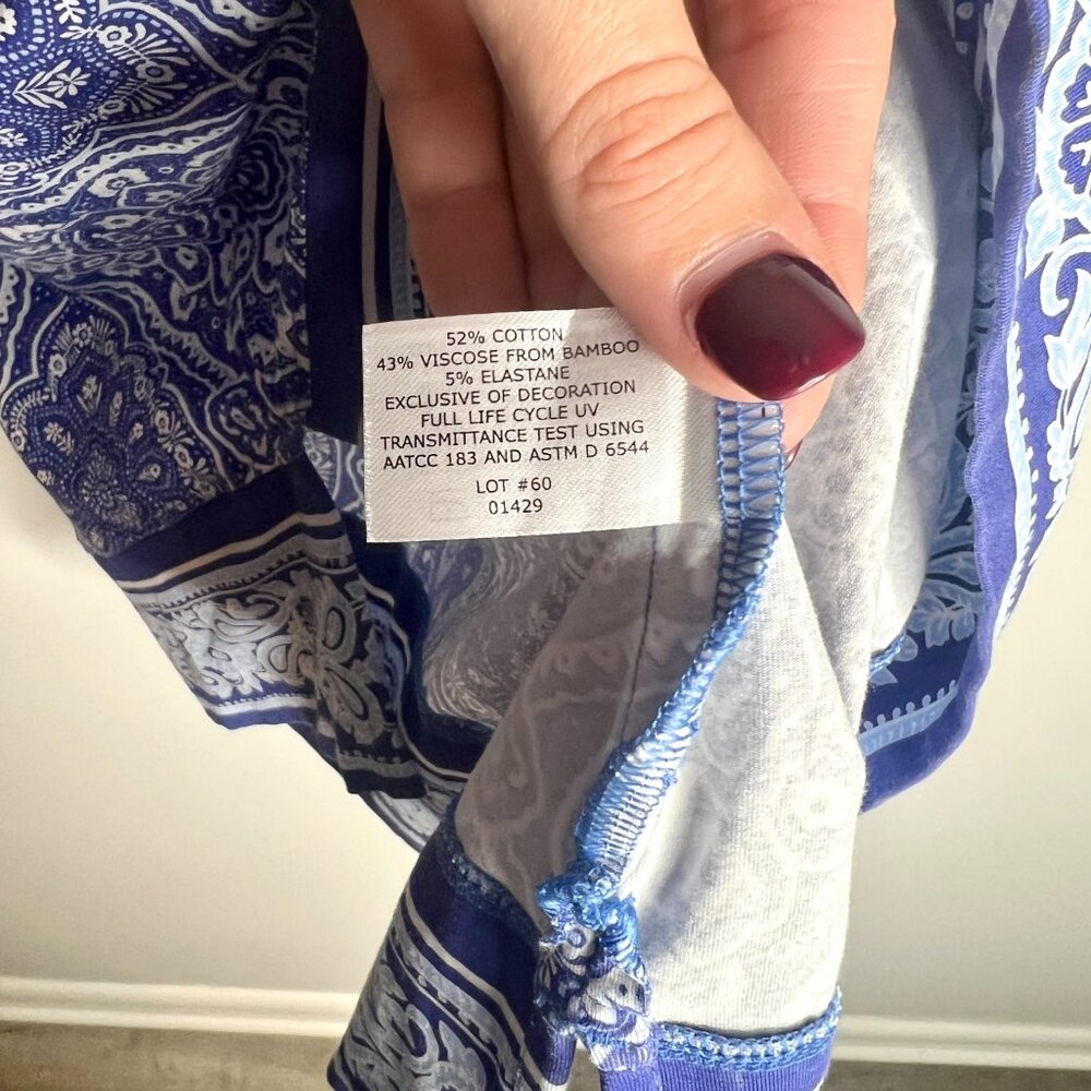 Coolibar St. Lucia Tunic Top Cobalt Blue 50+ UV Protection Beach Resortwear L - Picture 3 of 4